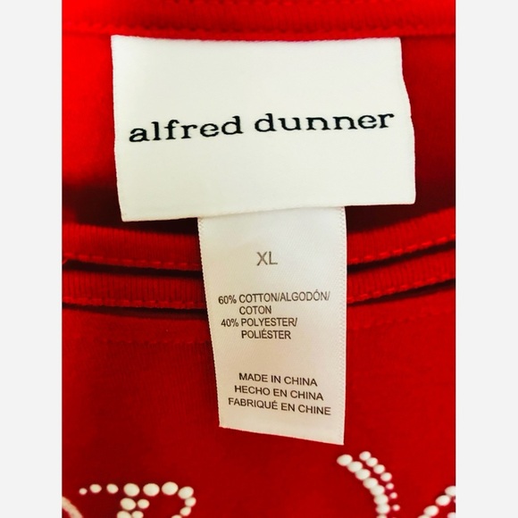 Alfred Dunner Red Bon Voyage Embroidered 3/4 Sleeve Top XL - Picture 6 of 8